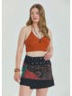Snap Front Patchwork Wrap Black Plus Size Skirt 4689
